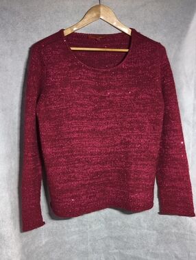Narciso Rodriguez Women’s Sparkle Crewneck Sweater - Berry